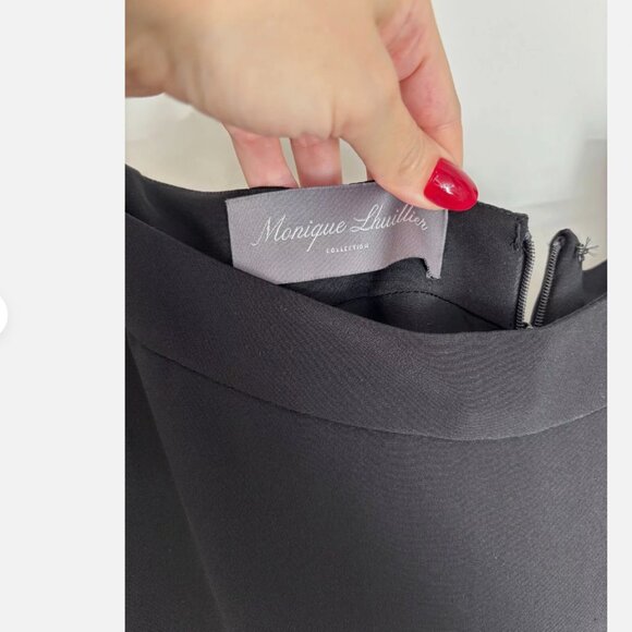 MONIQUE LHUILLIER Black Maxi Evening Skirt w. Train - Picture 7 of 7